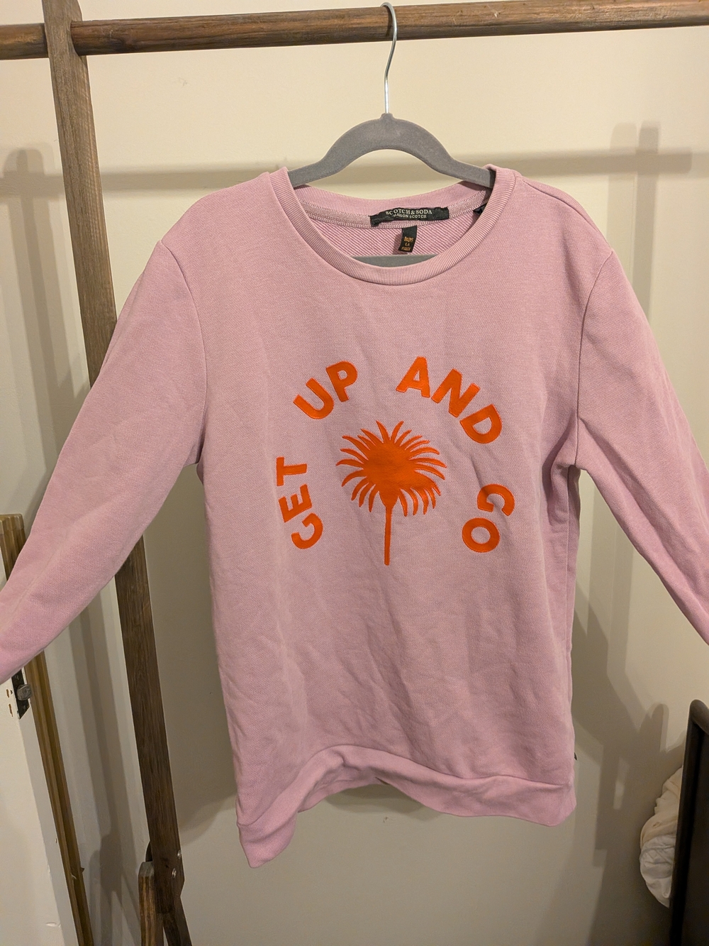 Scotch & Soda Lavender Crewneck Sweater with Red Palm Graphic